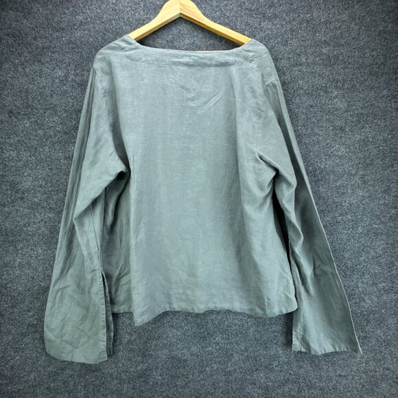 Bed Threads Top Womens 3XL Green Pullover French Flax‎ Linen Lounge Boho - Picture 6 of 16
